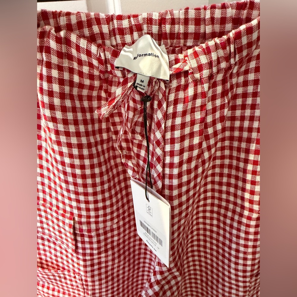 Reformation Ethan Linen Pant Red - Size M NWT - Picture 4 of 7